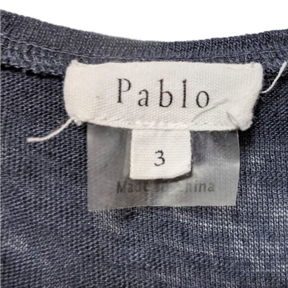 PABLO Navy Blue Linen Braided Shoulder Top L - Picture 3 of 7